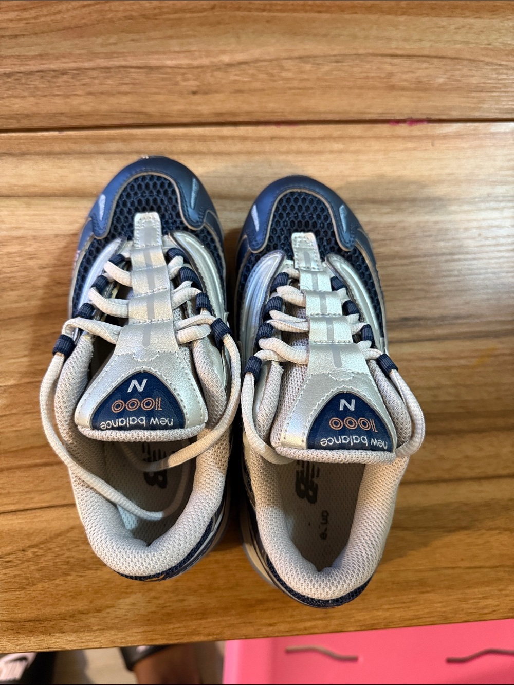 New Balance Kids Navy and Cream Lace-Up Sneakers
